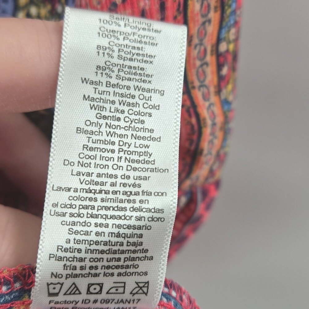 Zoey Girl Orange Multicolor Boho Patchwork Lined Dress Girl's Size 12 - Picture 12 of 12